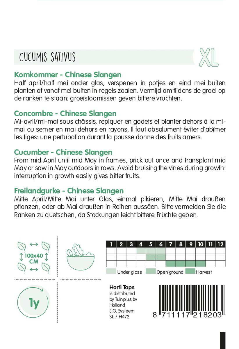 Agurk Chinese Snake -Frø -